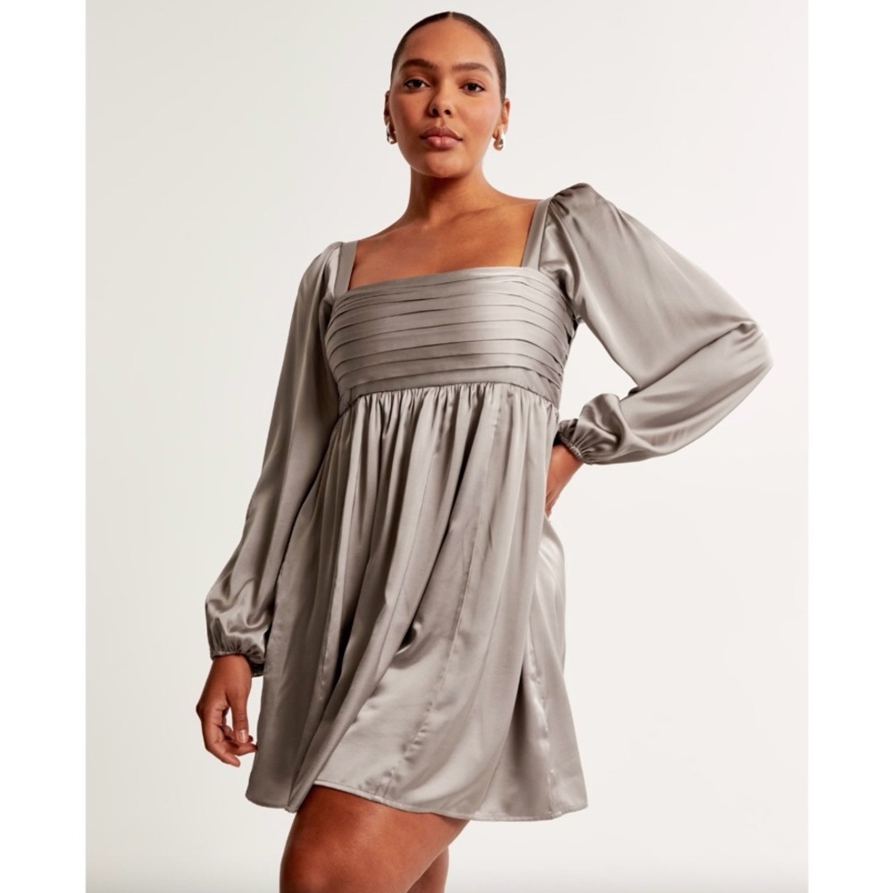 Abercrombie & Fitch Emerson Satin Long-Sleeve Mini Dress - Picture 2 of 12